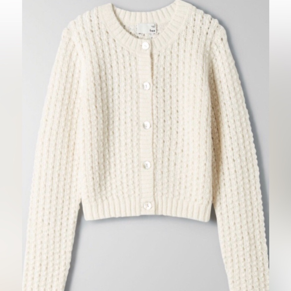 Aritzia Wilfred Fortune Alpaca Mohair Cable Knit Button Sweater Cardigan XXS